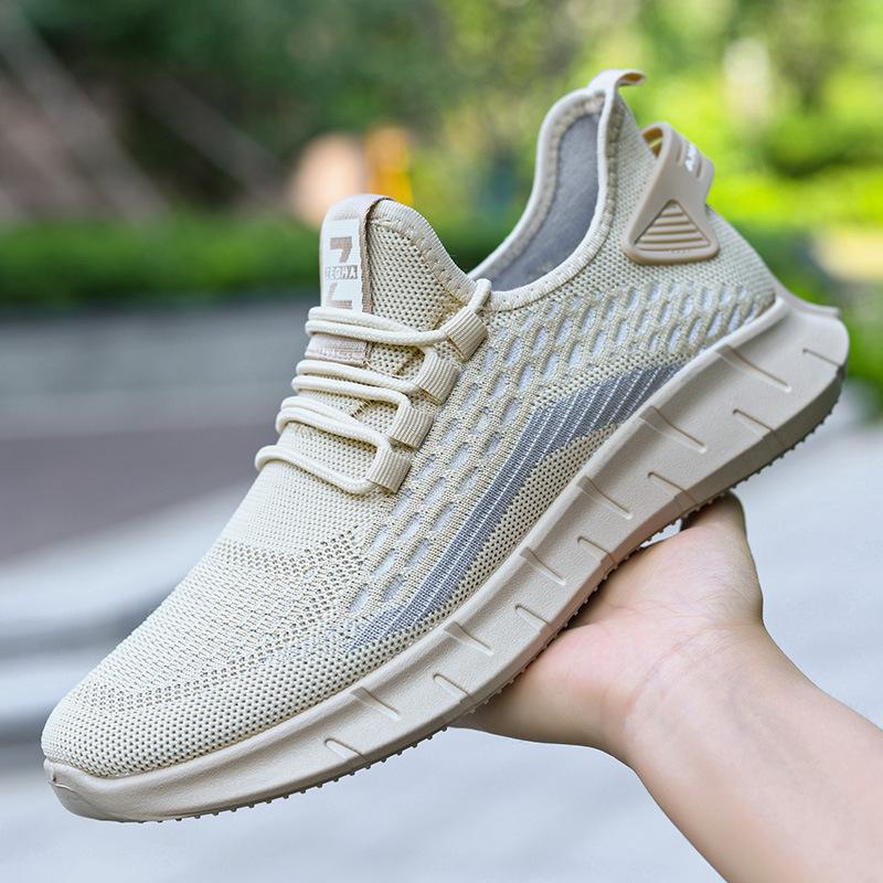 Повседневная спортивная обувь для мужчин Fly Woven Breathable Shoes Сетчатые легкие туфли с круглым носком, однотонные, нескользящие Zapatillas Hombre 39
