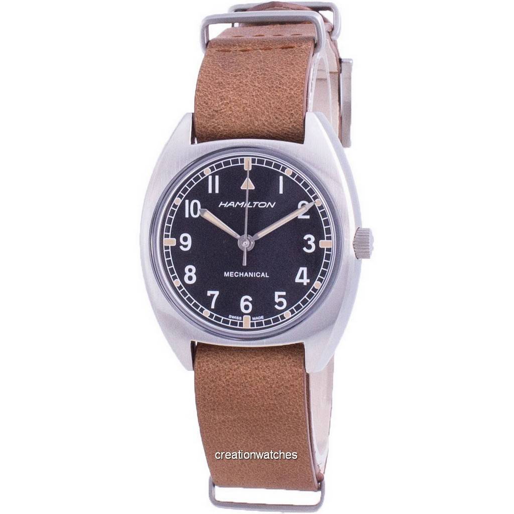 Мужские часы Hamilton хаки Aviation Pilot Pioneer Mechanical H76419531 100M чёрный