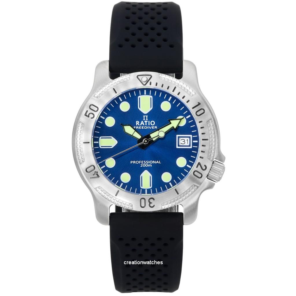 Ratio FreeDiver Professional Sapphire Blue Sunray Dial Quartz RTF023 200M Мужские часы синий