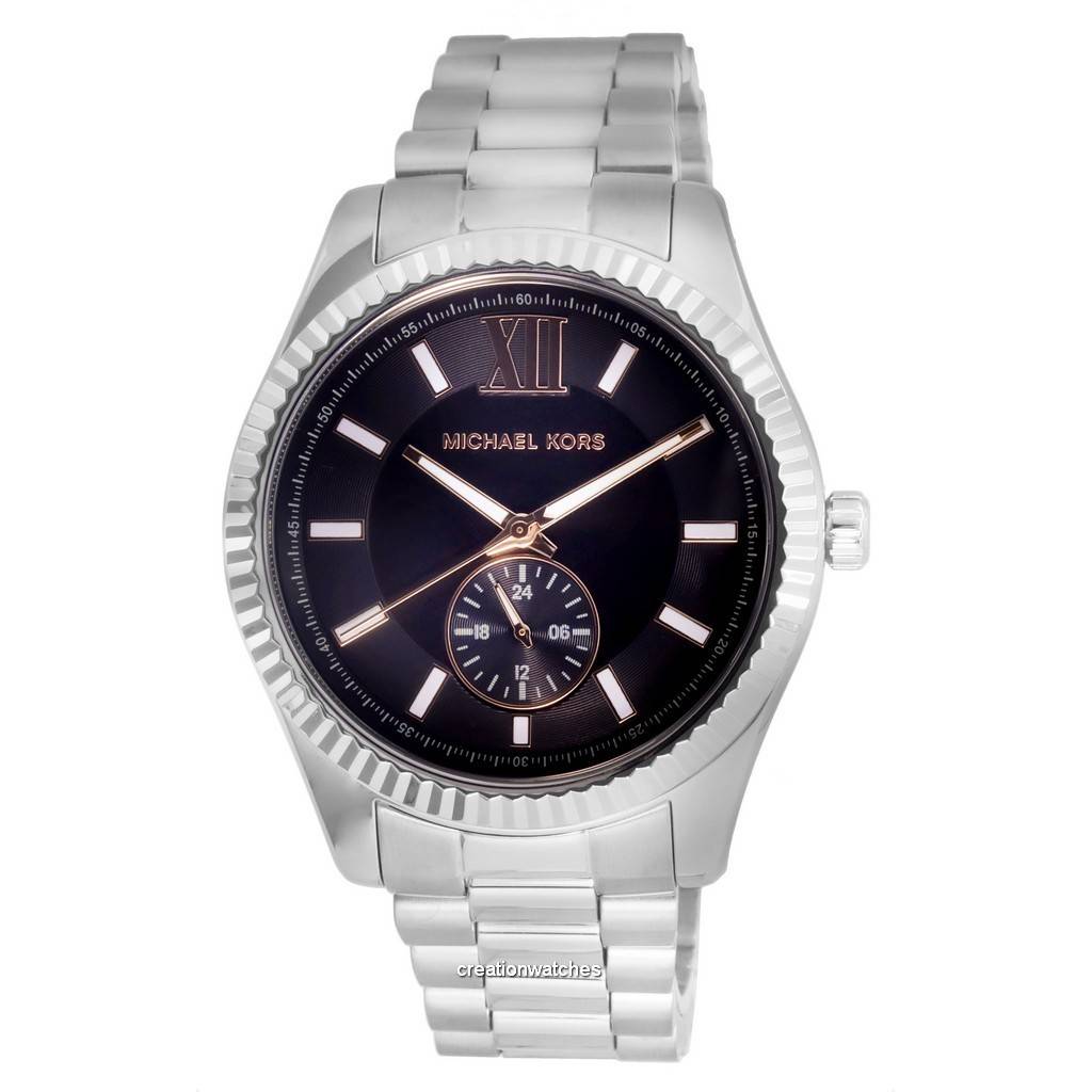 Michael Kors Lexington Многофункциональные кварцевые мужские часы из нержавеющей стали с черным циферблатом MK8946 100M чёрный