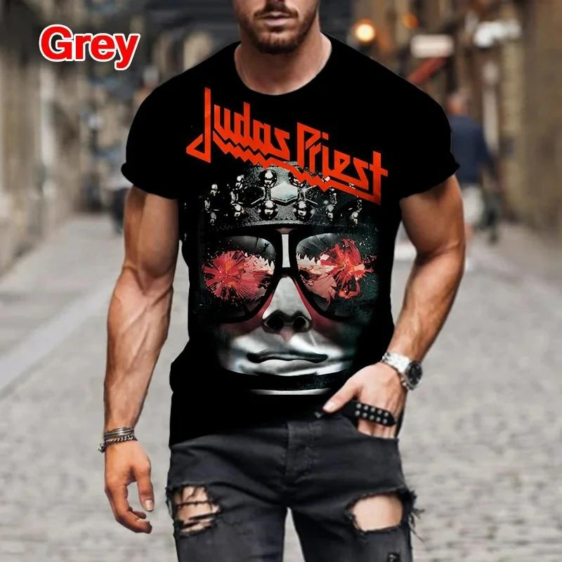 2024 Новые популярные рок-группы Judas Priest с 3D принтом для мужчин и женщин, уличные футболки в стиле хип-хоп, летняя мода XS