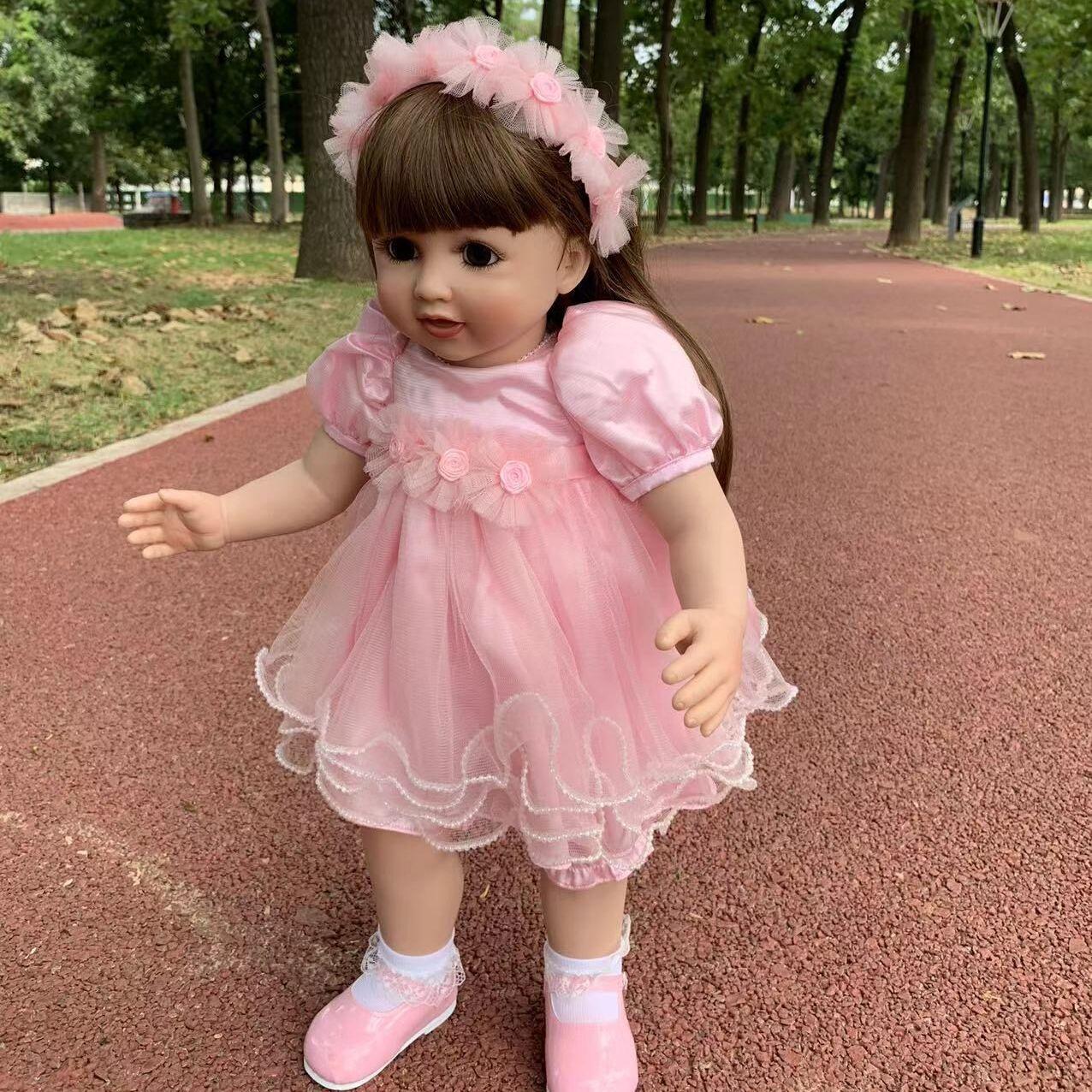 BZDOLL может стоять тканевая силиконовая кукла Reborn для малышей для девочек 65 см, платье принцессы, как живой ребенок, подарок на день рождения