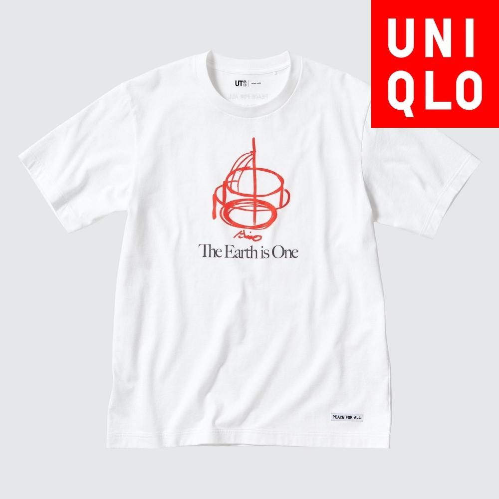 Футболка Uniqlo Japan Peace For All с короткими рукавами и принтом, стандартный крой, Тадао Андо 00 WHITE/XS