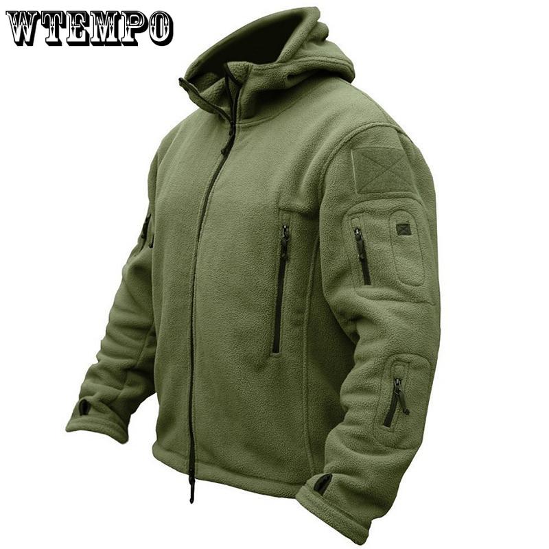 WTEMPO Мужская уличная теплая куртка с капюшоном в стиле милитари с тактической флисовой теплой верхней одеждой и капюшоном для пеших прогулок S чёрный