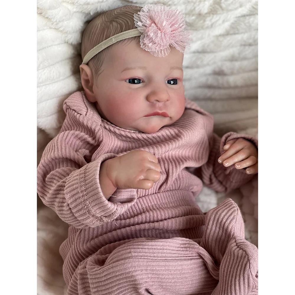 49 см Reborn Baby Doll Levi Lovely Awake Baby Toy Ручная работа Новорожденная кукла Bebe для детей Подарки Full Silicone Vinyl Girl