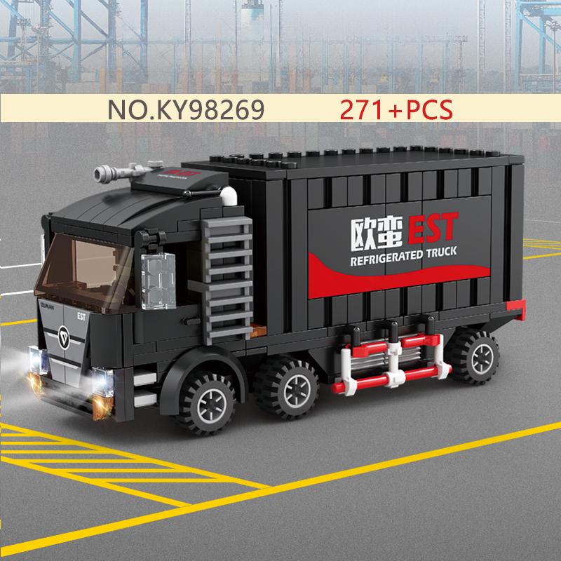 KY98269 285 + шт. KAZI OW грузовик-рефрижератор, большая модель грузовика, строительный блок, автомобиль, хобби «сделай сам», детские развивающие игрушки, подарки для мальчиков