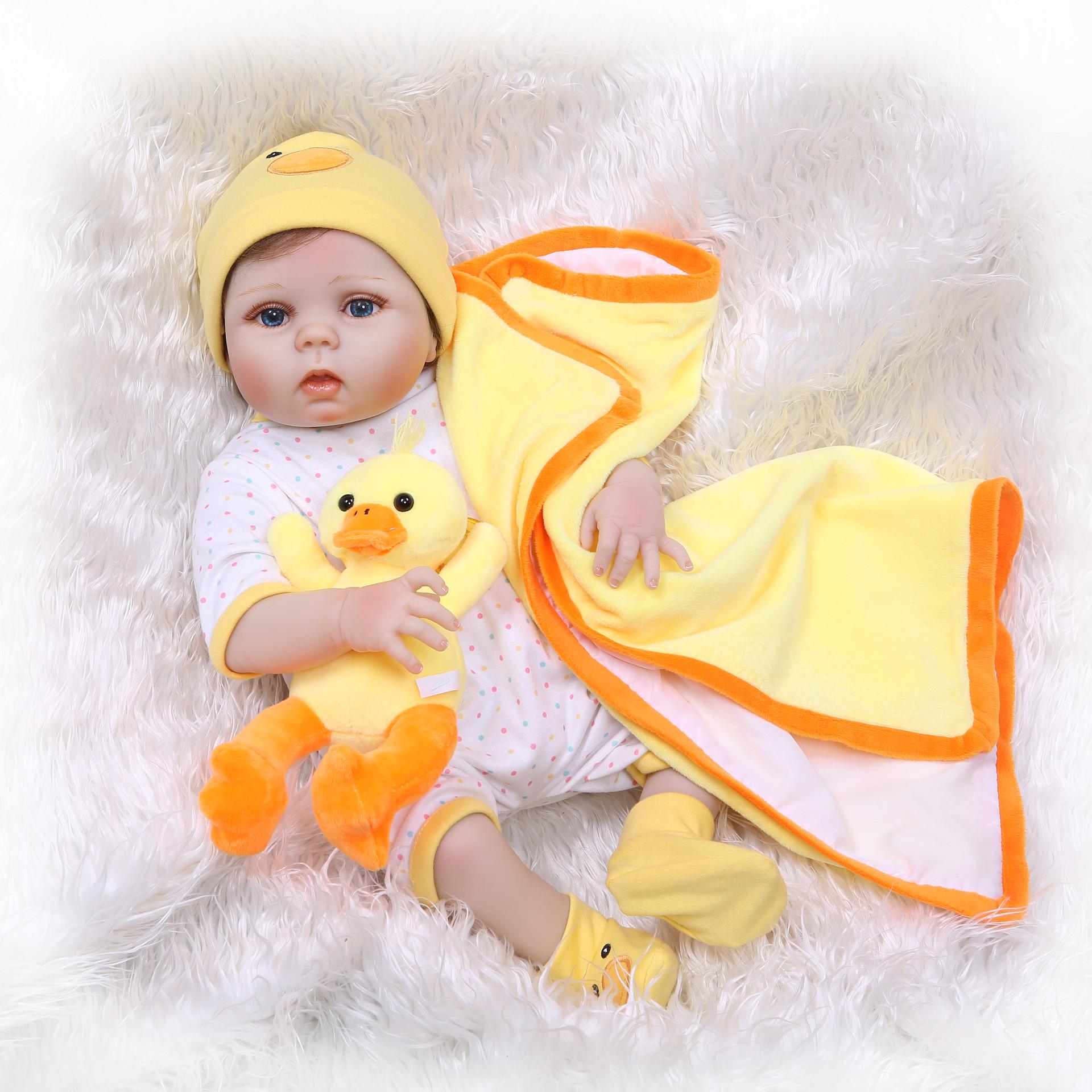 NPK 55 см Reborn Baby Girl Princess Кукла Реалистичная очень мягкая силиконовая кукла для всего тела, игрушка для ванной Blue Eyes