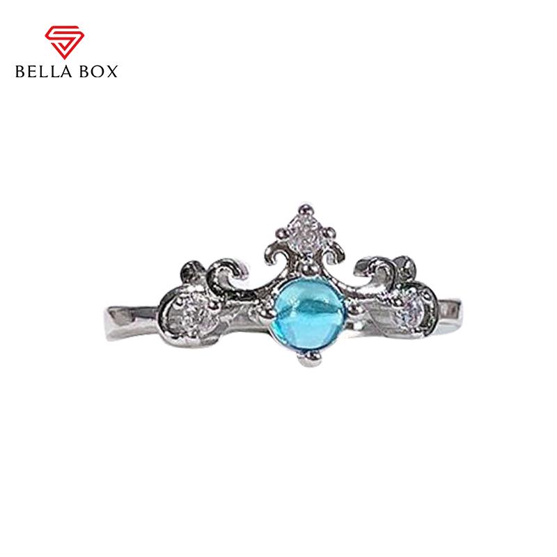 BELLA BOX Роскошное женское кольцо с овальным цирконом, ювелирные изделия, подарок на свадьбу, помолвку и вечеринку Resizable синий