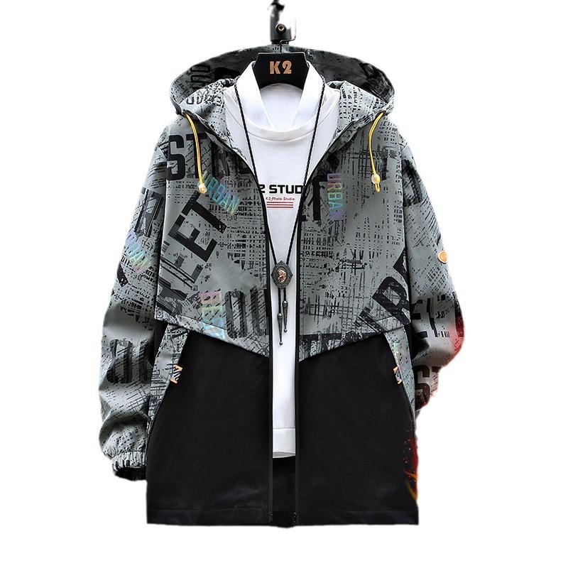 Весенняя и осенняя куртка мужская куртка с капюшоном Tooling Korean Edition Trend Casual Loose Large Size Winter Fleece Thicked Top M