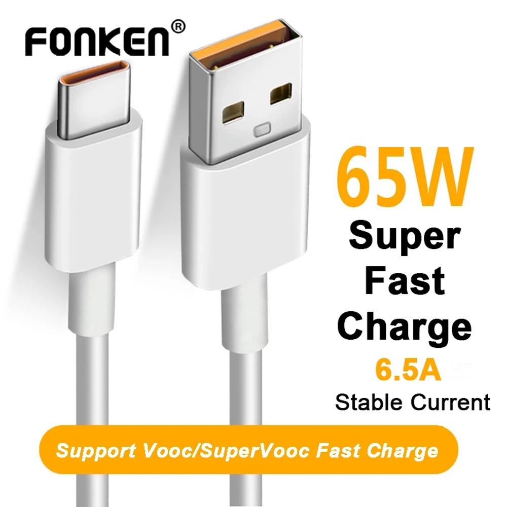 Кабель Fonken Oppo Type C USB-кабель 65 Вт Кабель для сверхбыстрой зарядки Super Vooc 1M белый