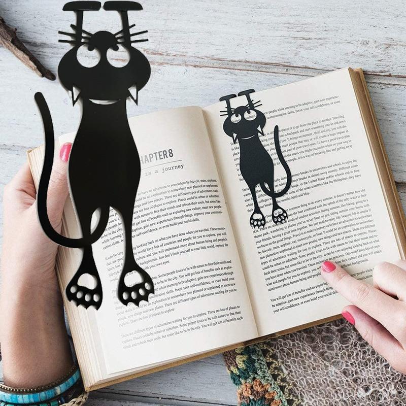 2/5 шт. кавайные закладки с черным котом для книг, 3D стерео закладки с изображением животных для студентов, подарки учителю, канцелярские принадлежности 2Pcs
