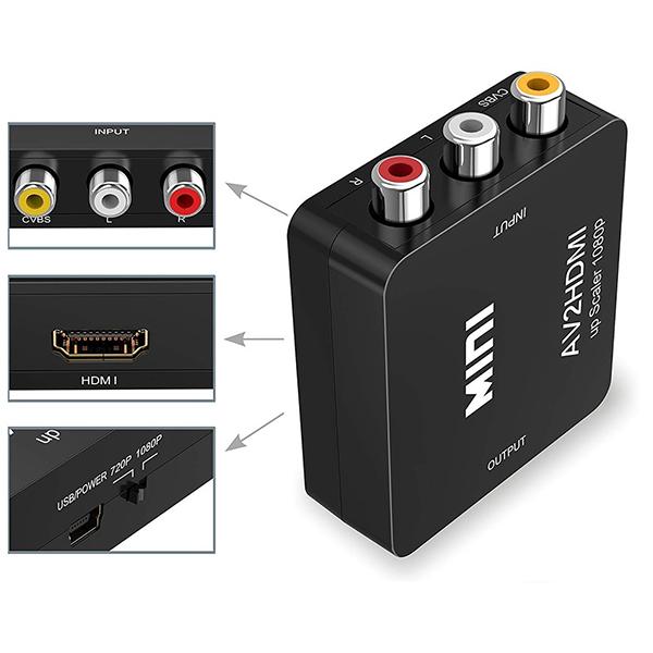 Конвертер RCA AV в HDMI Высокое качество HD 1080P Адаптер AV2HDMI для ТВ PS3 PS4 ПК DVD Xbox Проектор Конвертер RCA в HDMI белый