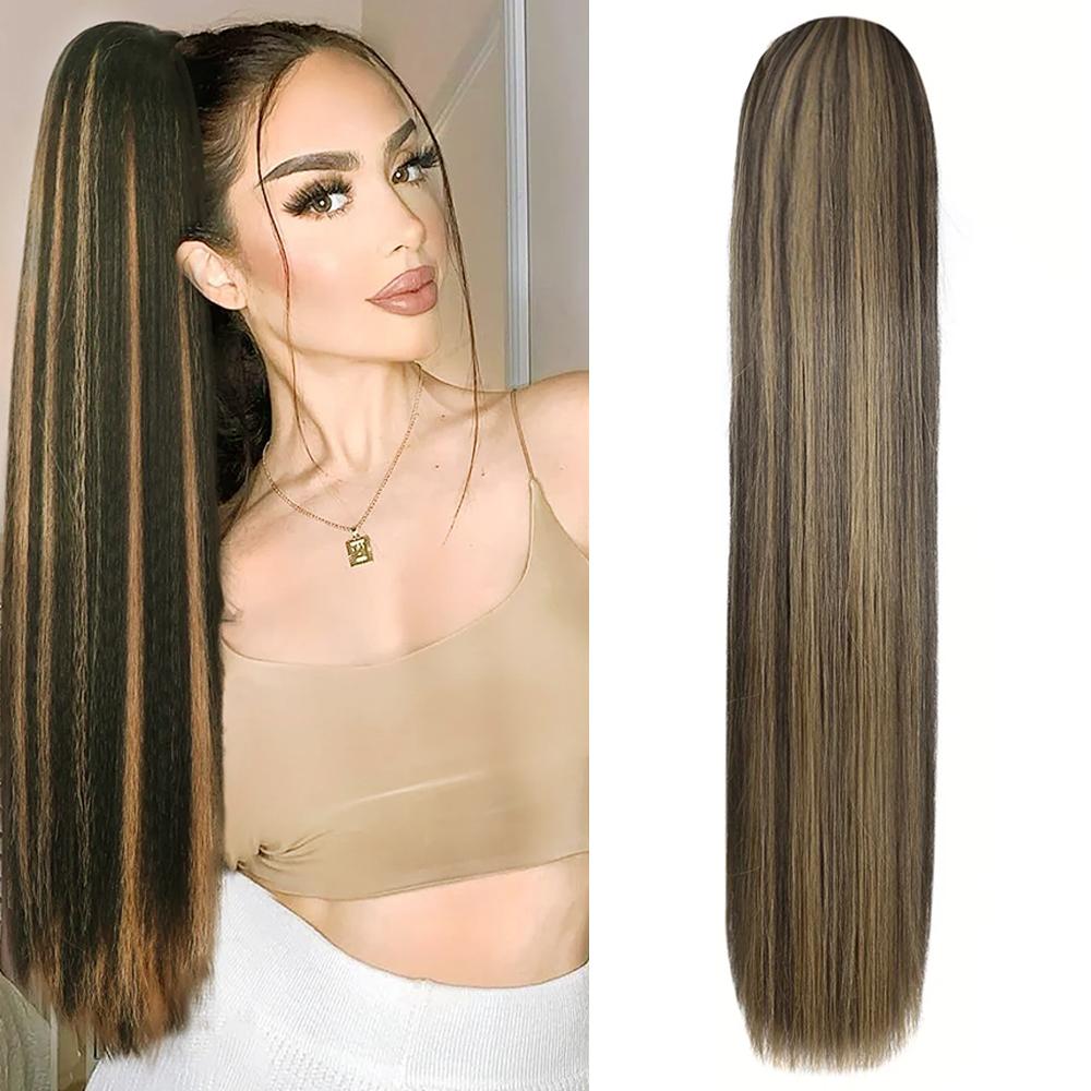 Накладные косы и хвосты MISS WIG Синтетический длинный прямой хвост на завязке с завязками для наращивания волос для женщин термостойкие искусственные волосы 70cm