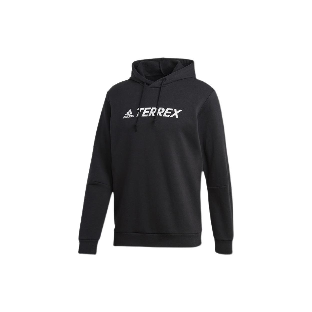 Adidas Logo Print Hooded Pullover Fleece Sweatshirt Мужские топы Черный GL6107 L