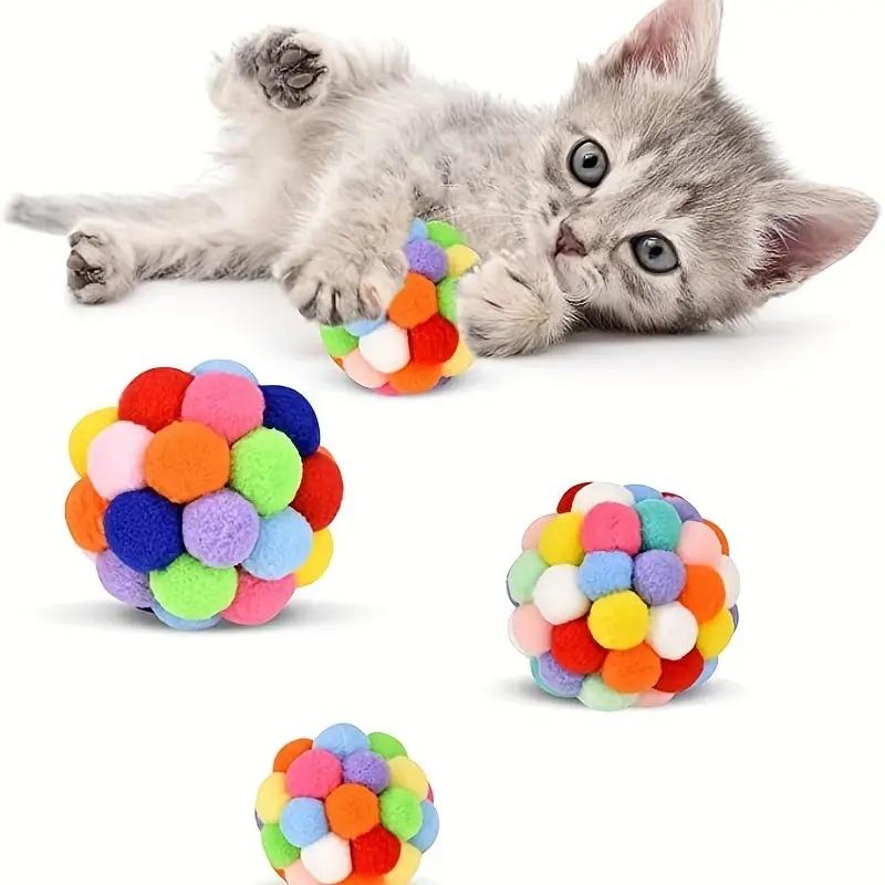 Игрушки для кошек, плюшевый мяч для кошек, эластичный мяч для питомцев, мяч для самостоятельной игры с кошкой, разноцветный шерстяной мяч