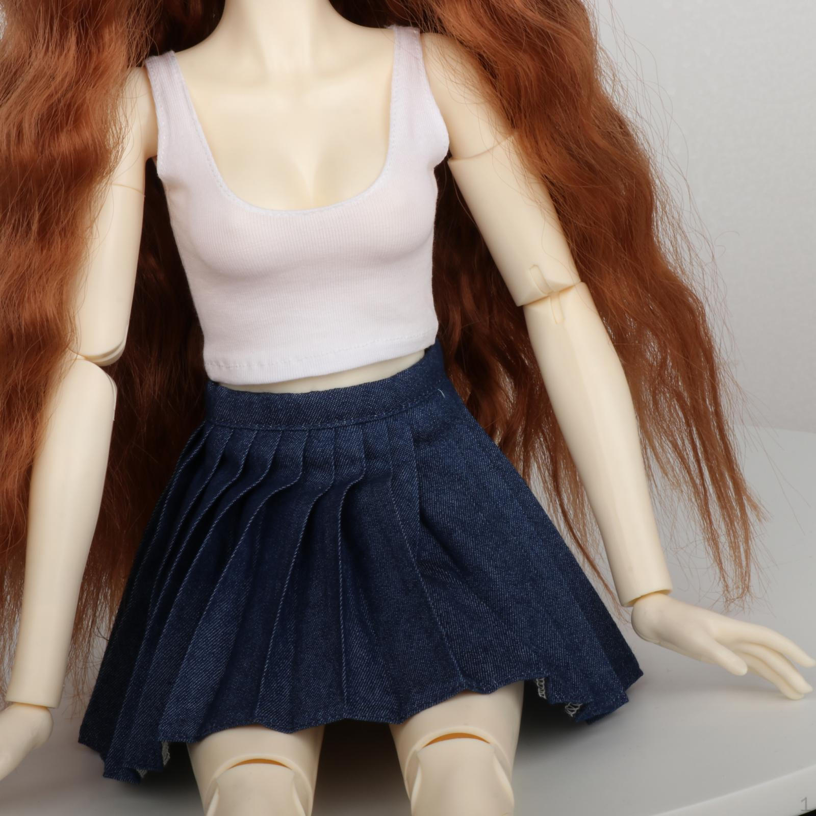 Жилет и джинсовая юбка для кукол 1/3 BJD, шарнирная кукла, повседневная одежда, мягкая ткань, сделай сам, ручная работа