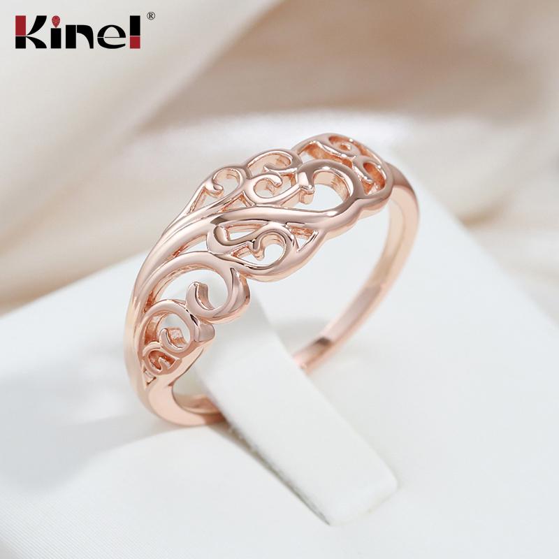Глянцевые кольца с короной Kinel для женщин, винтажные ювелирные изделия цвета розового золота 7