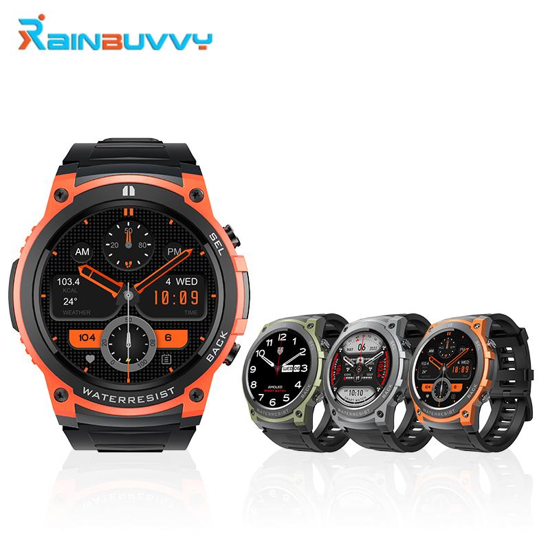 Умные часы Rainbuvvy DM55 с 1,43-дюймовым AMOLED HD сенсорным экраном, металлическим корпусом, функцией Bluetooth, функцией звонков и музыки, аккумулятором 400 мАч, спортивными часами для активного отдыха серый
