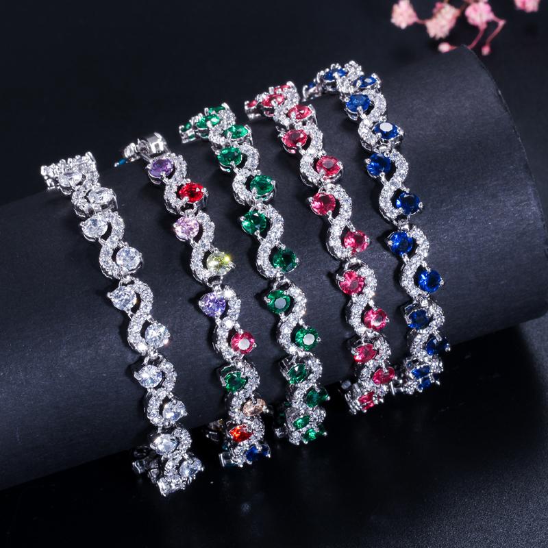 Теннисные браслеты WWJ Romantic Rainbow Color с кубическим цирконием белый