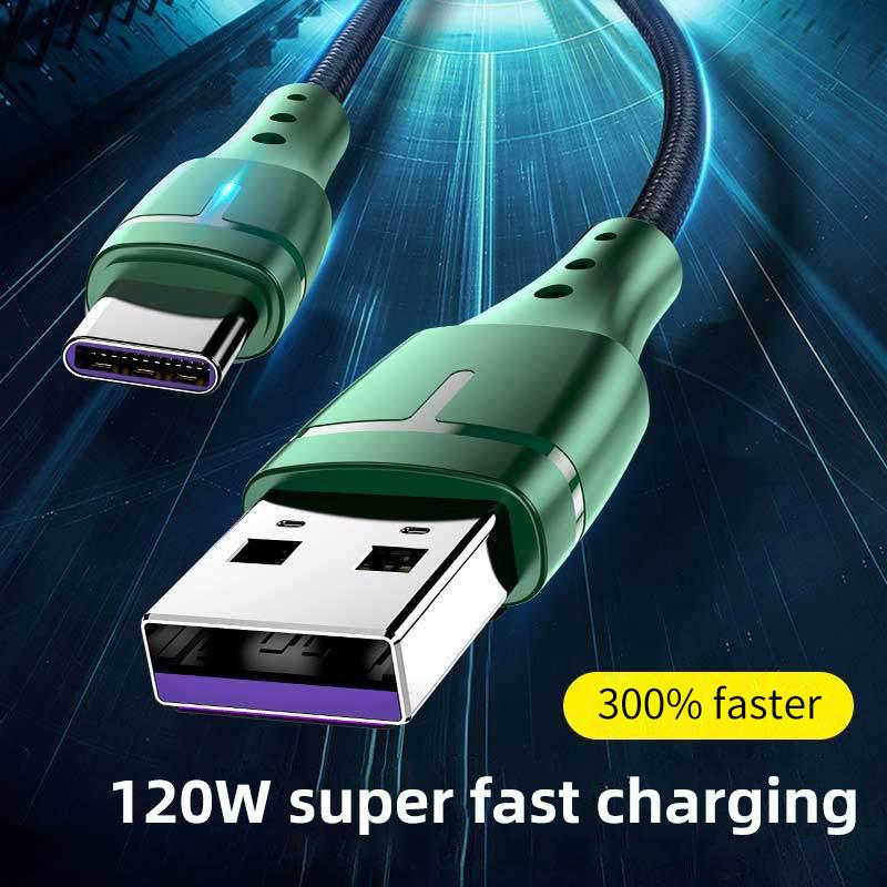 120 Вт супер быстрая зарядка USB Type C кабель зарядное устройство для телефона провод для передачи данных для Huawei Mate 60 P60 Xiaomi 13 12 Pro Oneplus 0,3 м/1 м/2 м 2M чёрный