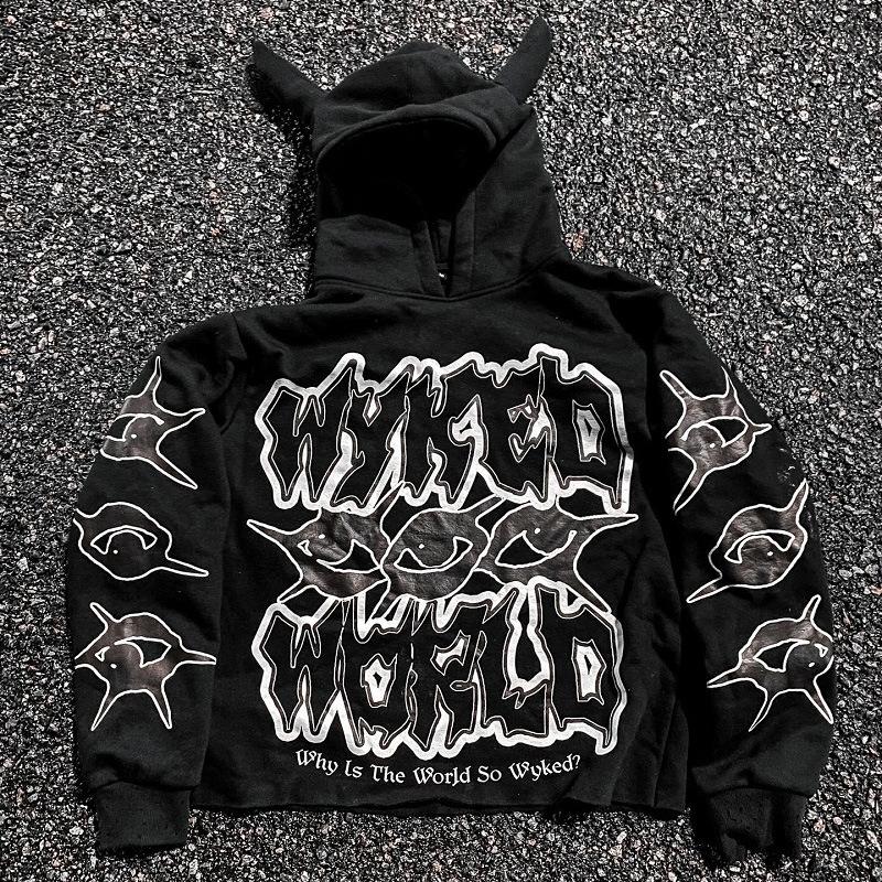 Y2K Harajuku Fashion Street Printed Hoodie Весна и Осень Свободная мужская и женская повседневная толстовка с капюшоном S чёрный