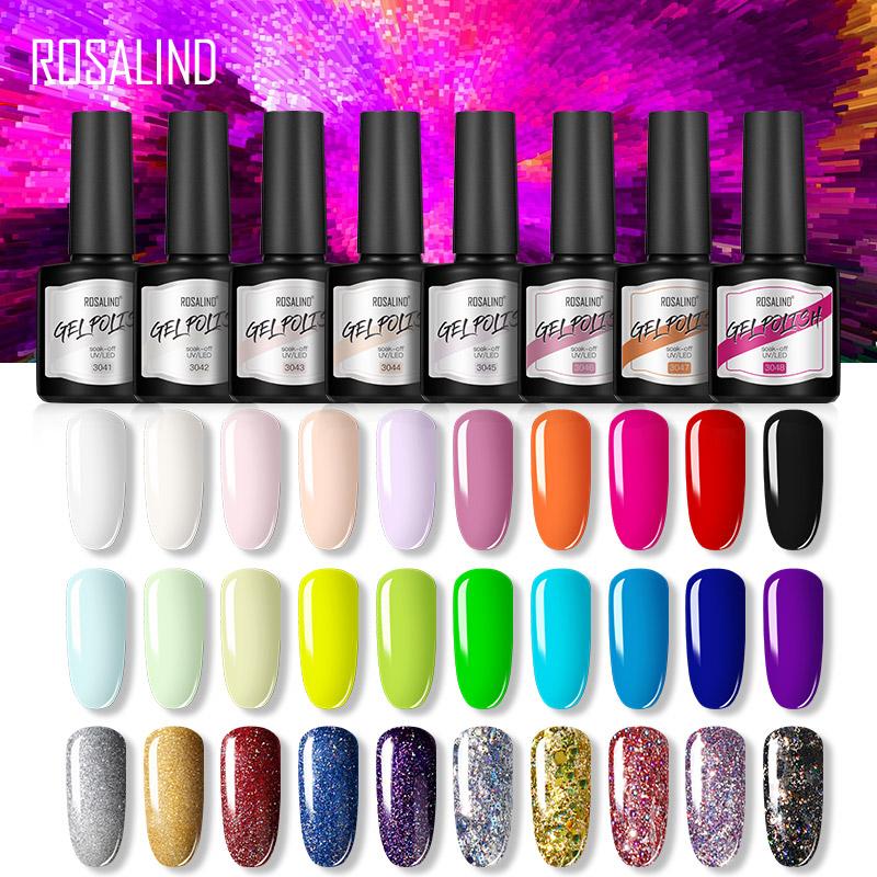 ROSALIND 8ml Soak Off Pure Color Гель для ногтей LED / УФ-лампа