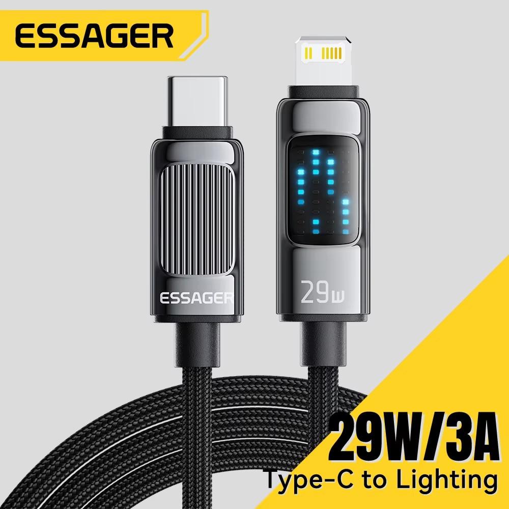 ESSAGER PD 29 Вт USB Type C кабель для iPhone 14 13 12 11 Pro Max Xs 8 7 быстрая зарядка USB C для iPad воздушное зарядное устройство кабель для передачи данных 2m серый