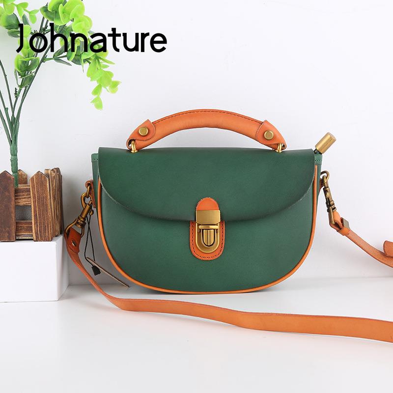 Сумка Johnature в стиле ретро, ​​женская сумка из натуральной кожи, простые натуральные мягкие сумки из воловьей кожи для отдыха, сумки на плечо и через плечо чёрный