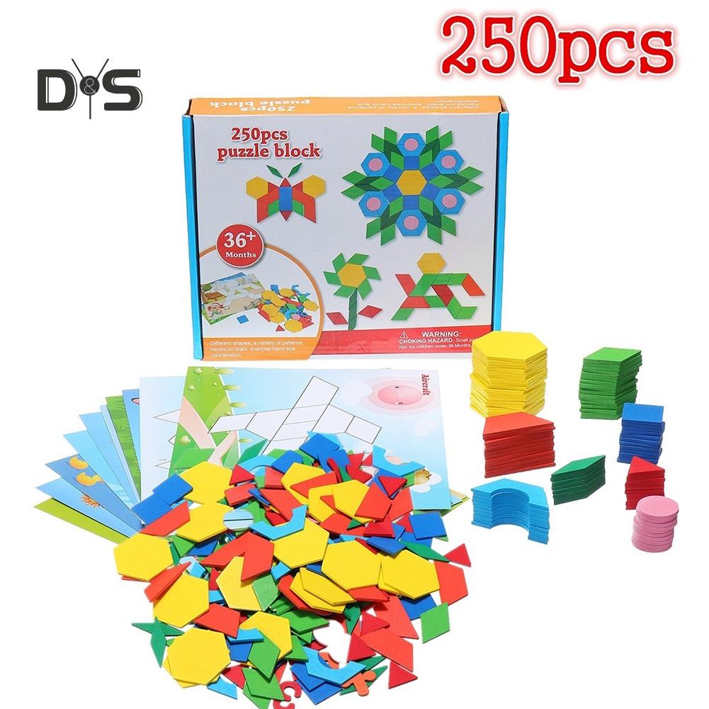 Fancytoy 250 шт. Деревянные головоломки Tangram Geometry Building Brain Training Education Toy one size