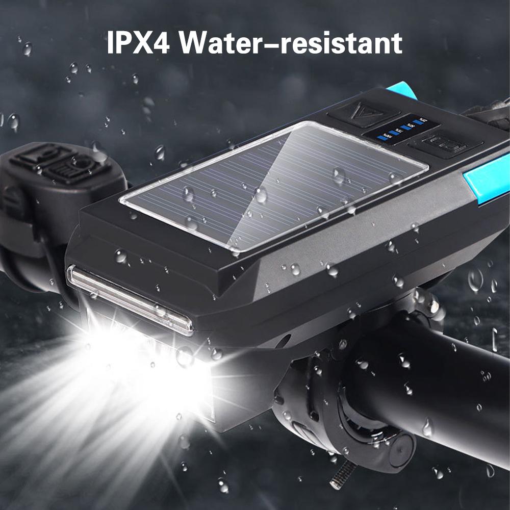 Солнечная USB перезаряжаемая велосипедная фара, передний светильник, водонепроницаемый велосипедный фонарик, ночной свет для езды красный