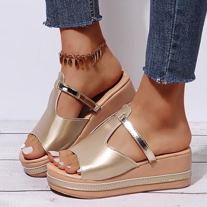 fashion Women Sandals Summer Ladies High Heels Sandals Non-slip Wedge Shoes Women Slippers Platform Sandals Sandalias Plataforma Mujer 36 белый