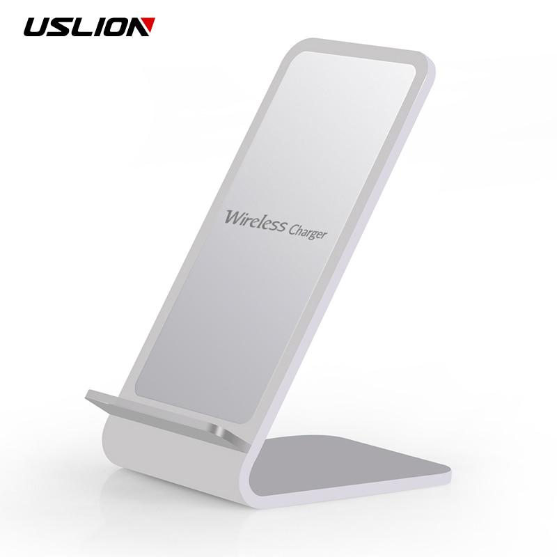 Беспроводное зарядное устройство USLION QI для iPhone X XS MAX Samsung, док-станция для быстрой беспроводной зарядки серебряный