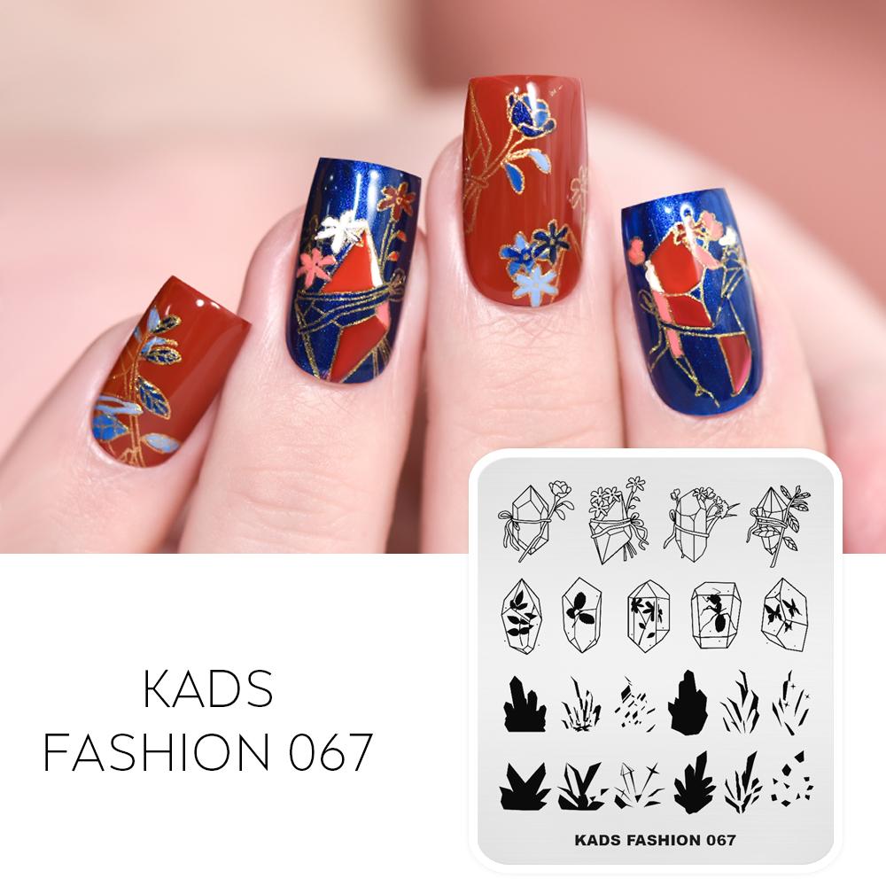 KADS штамп для ногтей Мода 067 Драгоценные камни Цветы Кристаллы Янтарное изображение Дизайн ногтей Шаблон для печати Нержавеющая сталь Дизайн ногтей DIY Инструменты для трафаретов