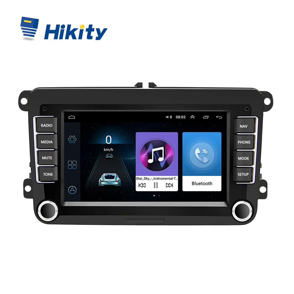 Hikity 7  Авторадио для VW Android 8.1 2 Din Auto-Hifi Автомобильный плеер Автомобильный радиоприемник Поддержка WIFI GPS-навигация Зеркало заднего вида DVR Bluetooth-плеер FM чёрный