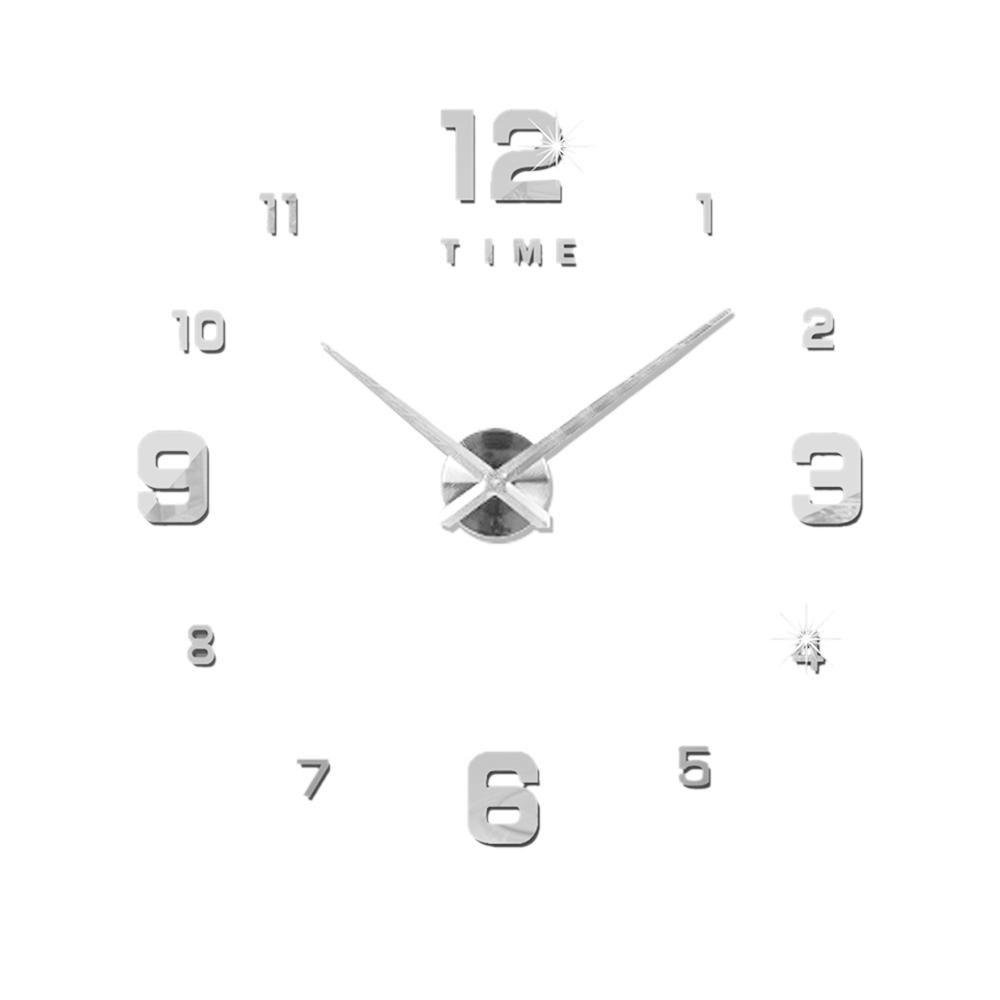   Joom Настенные часы bricolage horloge murale miroir 3D sans cadre grand muet Silver&EA005