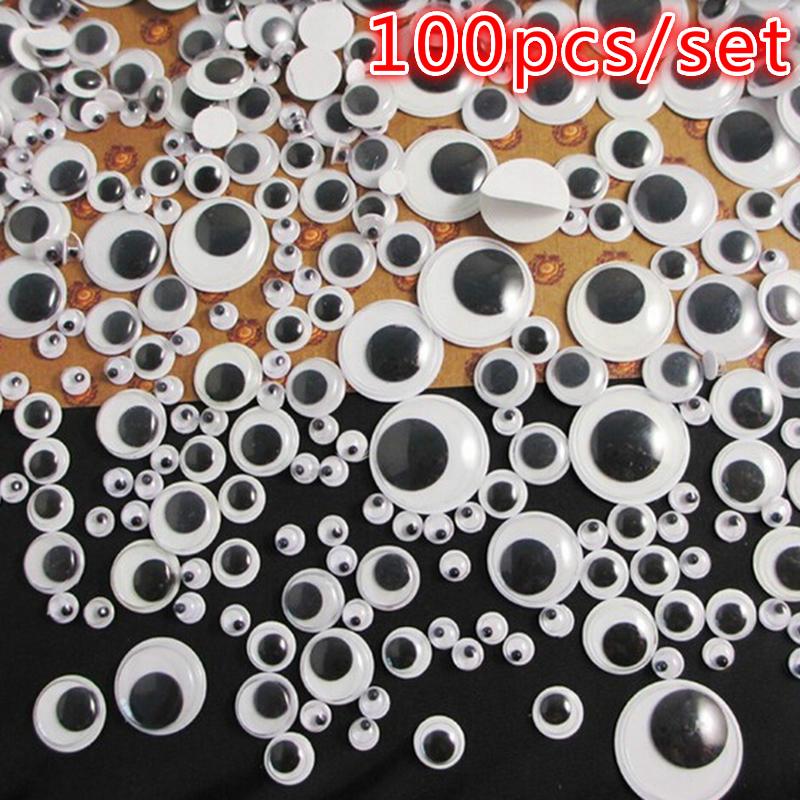 Googly Eyes 100 шт. Wiggly Googly Eyes самоклеящиеся Wdful DIY Скрапбукинг Ремесло 50pcs 6mm &50pcs 8mm