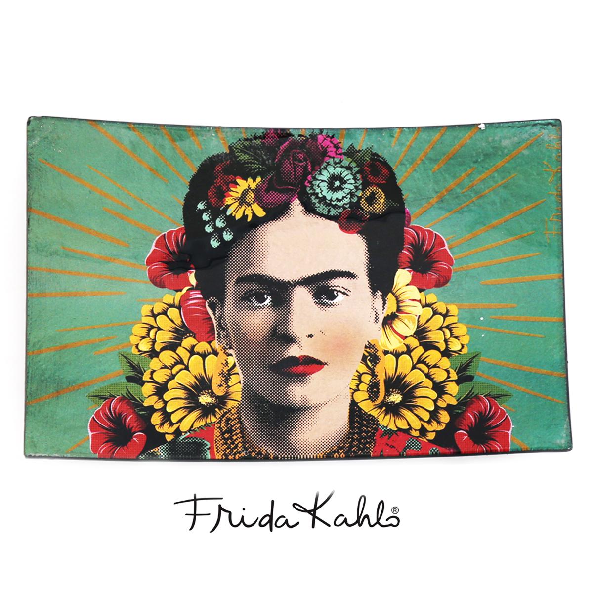 Фрида Кало [Q9975] - Поднос стеклянный  Фрида Кало  зеленый - 23x15x3 см. зелёный
