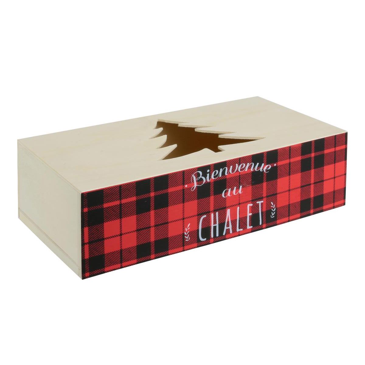 Les Trésors De Lily [Q4363] - Шкатулка из деревянных салфеток красного бежевого цвета  Scottish Tartan  (ель - добро пожаловать в шале) - 27. 5x13. 5x7 см красный
