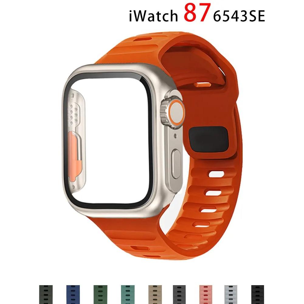 Чехол + ремешок для Apple Watch Band 45 мм, 44 мм, 41 мм, 40 мм, умный силиконовый браслет Iwatch Series 3, 4, 5, 6 Se 7, 8, переход на ультразащитный чехол 40mm series 6SE54