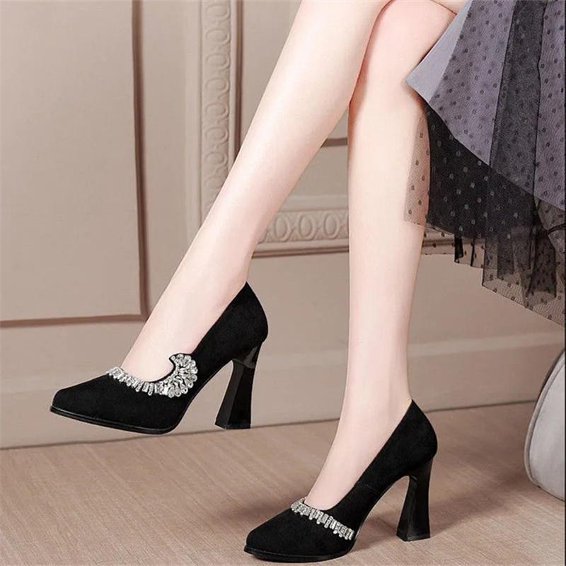 Cresfimix Zapatos De Mujer женские сексуальные черные блестящие туфли высокого качества на высоком каблуке с милыми праздничными каблуками A388 34