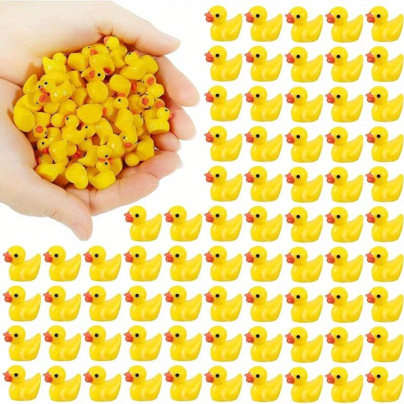 100/200 шт., миниатюрные фигурки из смолы, миниатюрные фигурки, украшения, желтые животные, садовые поделки, крошечные утки, пейзажные растения, фея 100Pcs