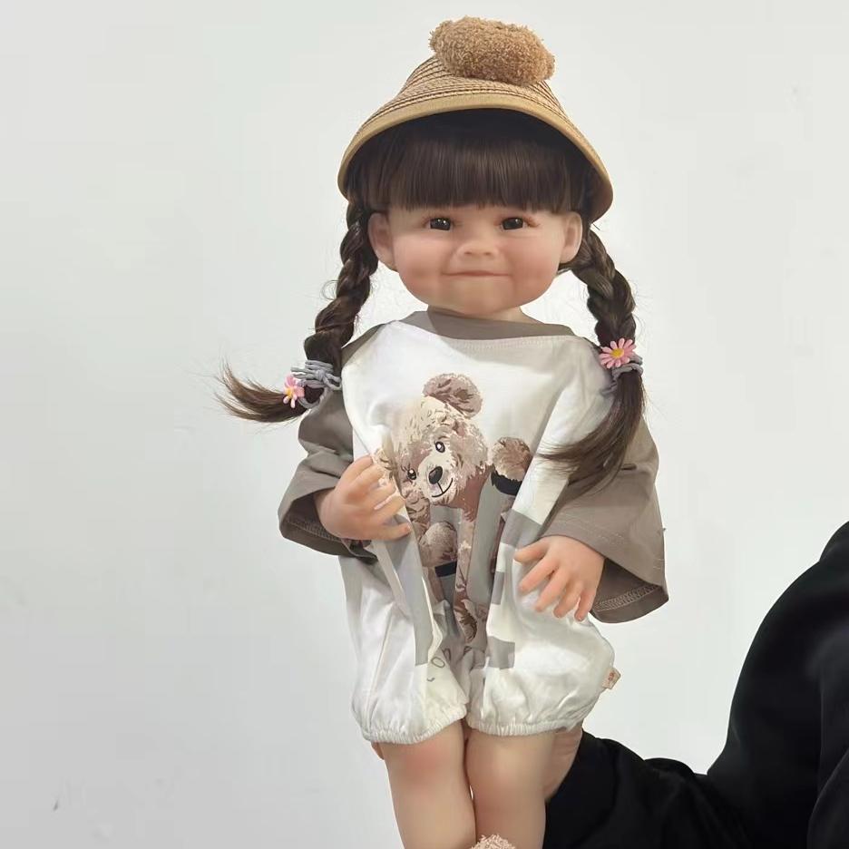 Реалистичная 55 см 22 дюймов Reborn Baby улыбающаяся кукла для девочек игрушка полностью силиконовое тело принцесса для малышей Art Bebe подарки на день рождения для ребенка