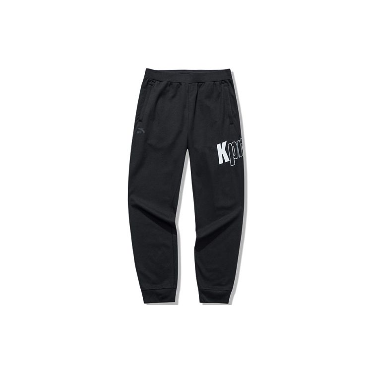Anta Life Series Письменный принт Свободные вязаные укороченные спортивные штаны Мужские штаны Черные 152128304-1 XL