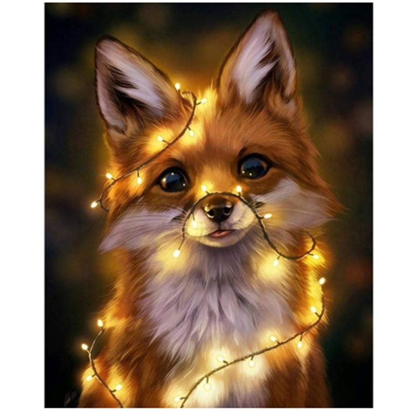 5D DIY Набор для алмазной живописи Мультфильм животных Лиса Алмазная художественная вышивка Стразы Украшения для дома 25x30cm