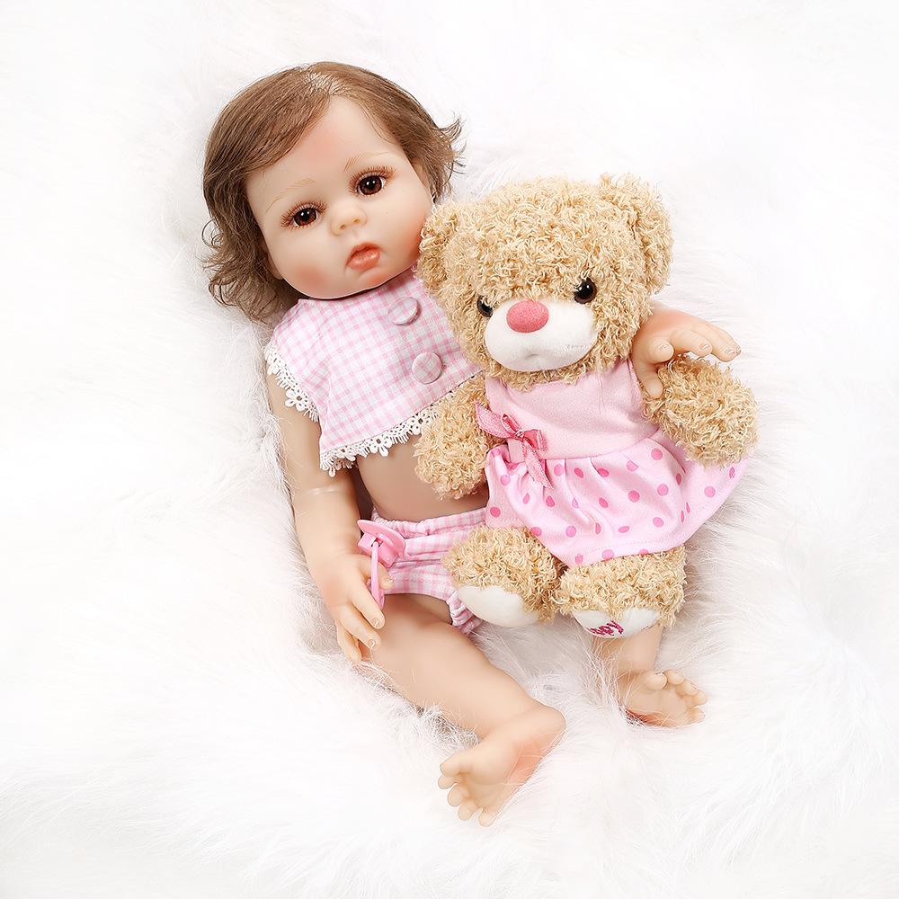 NPK Полный силиконовый корпус Reborn Baby Doll Realista Детские куклы Подарок на день рождения для девочек коричневый