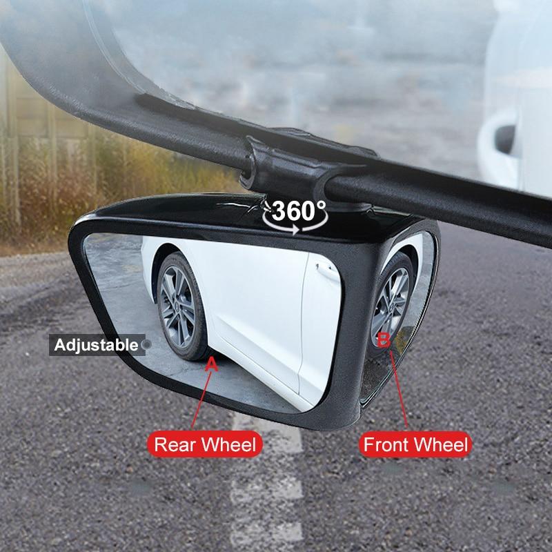 360-градусное HD автомобильное зеркало для слепых зон, вращающееся регулируемое 2-стороннее широкоугольное внешнее автомобильное зеркало заднего вида, парковочное зеркало upgrade-2pcs-black