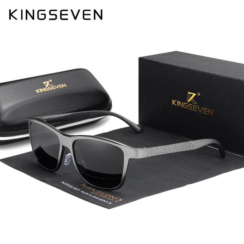 KINGSEVEN мужские поляризационные солнцезащитные очки алюминиевые солнцезащитные очки для вождения квадратные оттенки мужские очки очки M серый/чёрный
