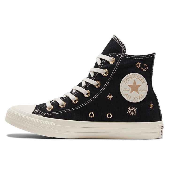 Converse Chuck Taylor All Star High Golden Elements Женские кроссовки Черный Светло-Золотой Egret A02209C 41.5