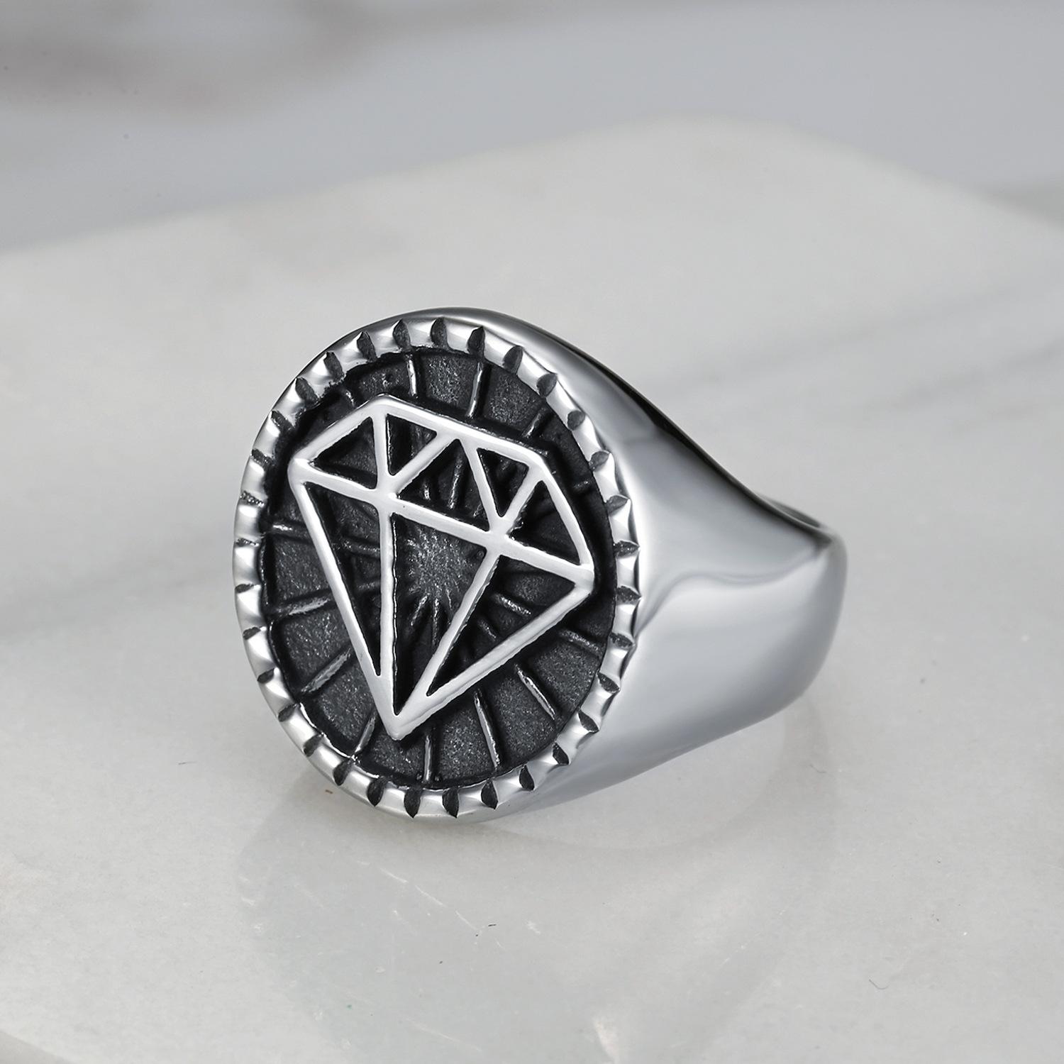  Серебряное кольцо S925, персонализированное модное панк-ретро 3D-кольцо с логотипом в форме сердца и бриллиантами, мужское кольцо с бриллиантами 7