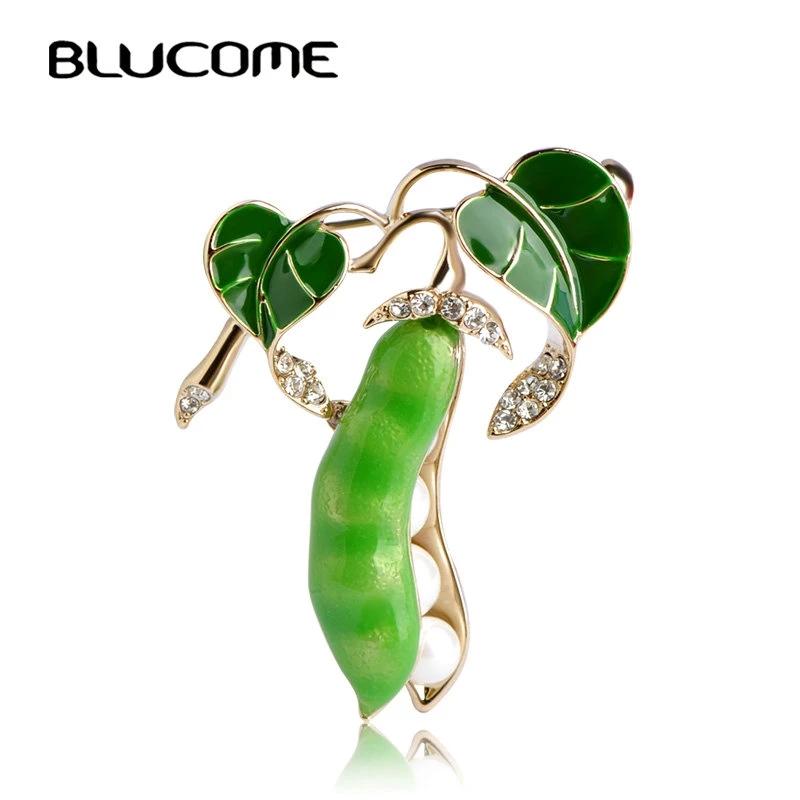 Эмалированные броши Blucome в виде зеленого горошка для женщин, корсажи, женские булавки для свитера, размер: 4,5*3,5 см зелёный